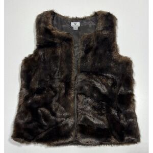 Worthington Womens Faux Fur Vest Brown Size S‎